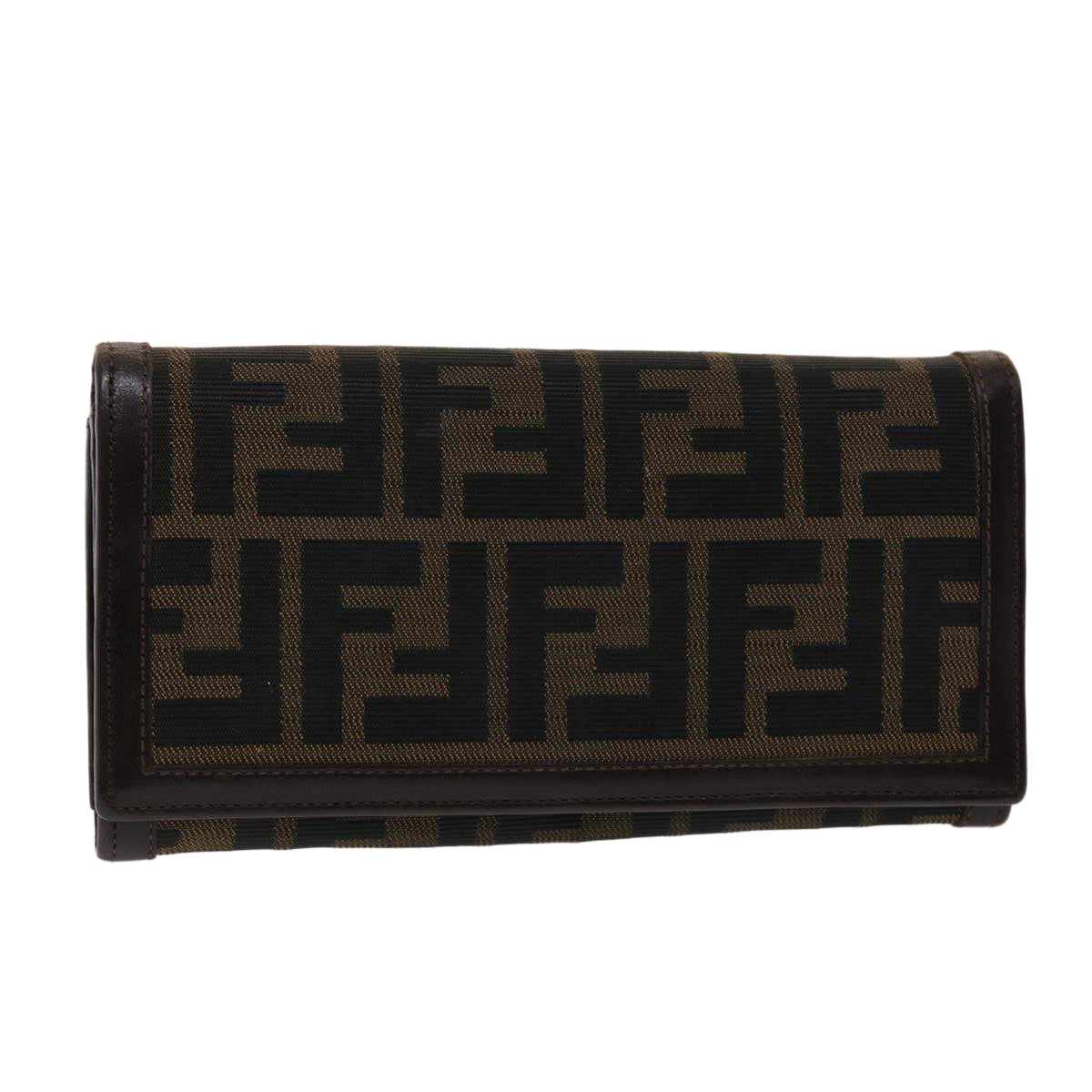 FENDI Zucca Canvas Long Wallet Black Brown