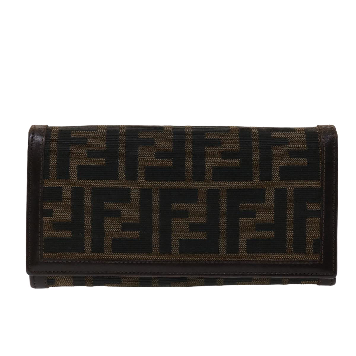 FENDI Zucca Canvas Long Wallet Black Brown