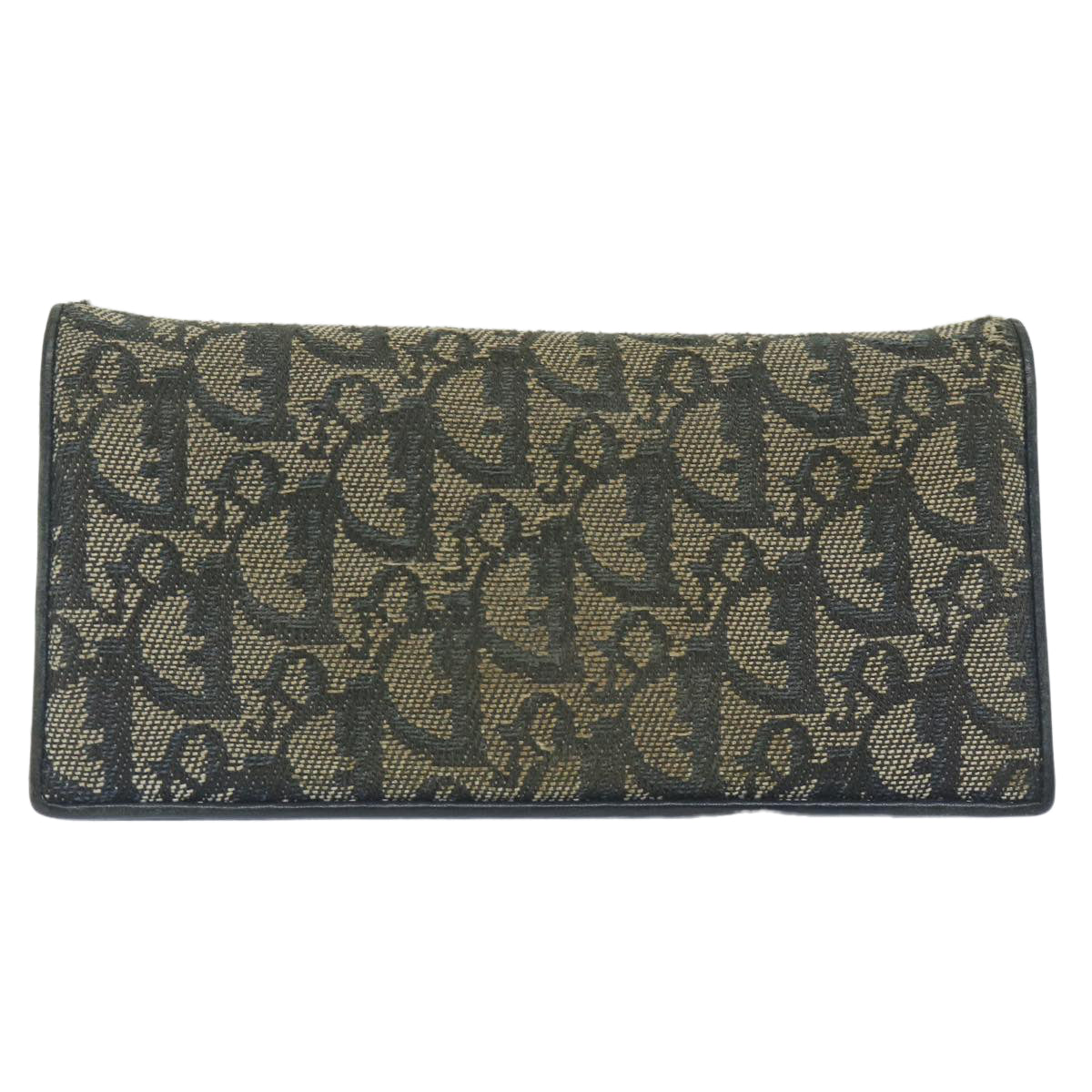 CHRISTIAN DIOR Trotter Canvas Long Wallet Navy Auth ac2496