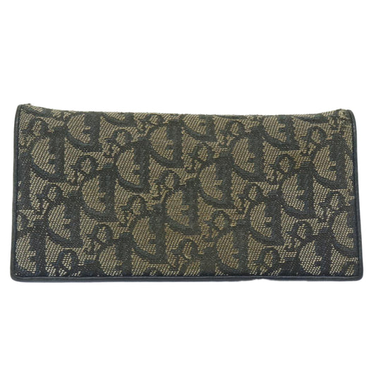 CHRISTIAN DIOR Trotter Canvas Long Wallet Navy Auth ac2496