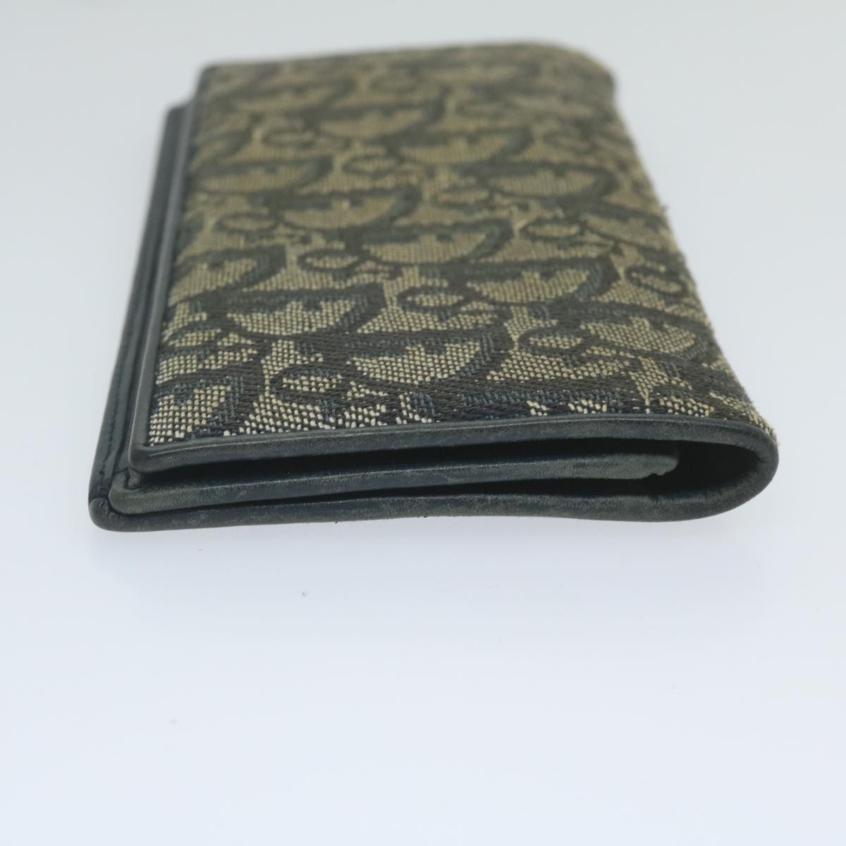 CHRISTIAN DIOR Trotter Canvas Long Wallet Navy Auth ac2496