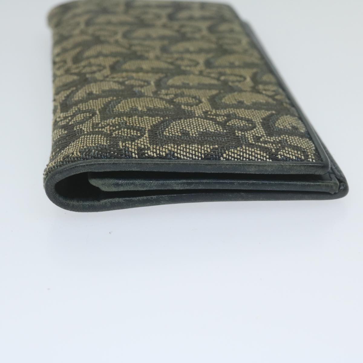 CHRISTIAN DIOR Trotter Canvas Long Wallet Navy Auth ac2496