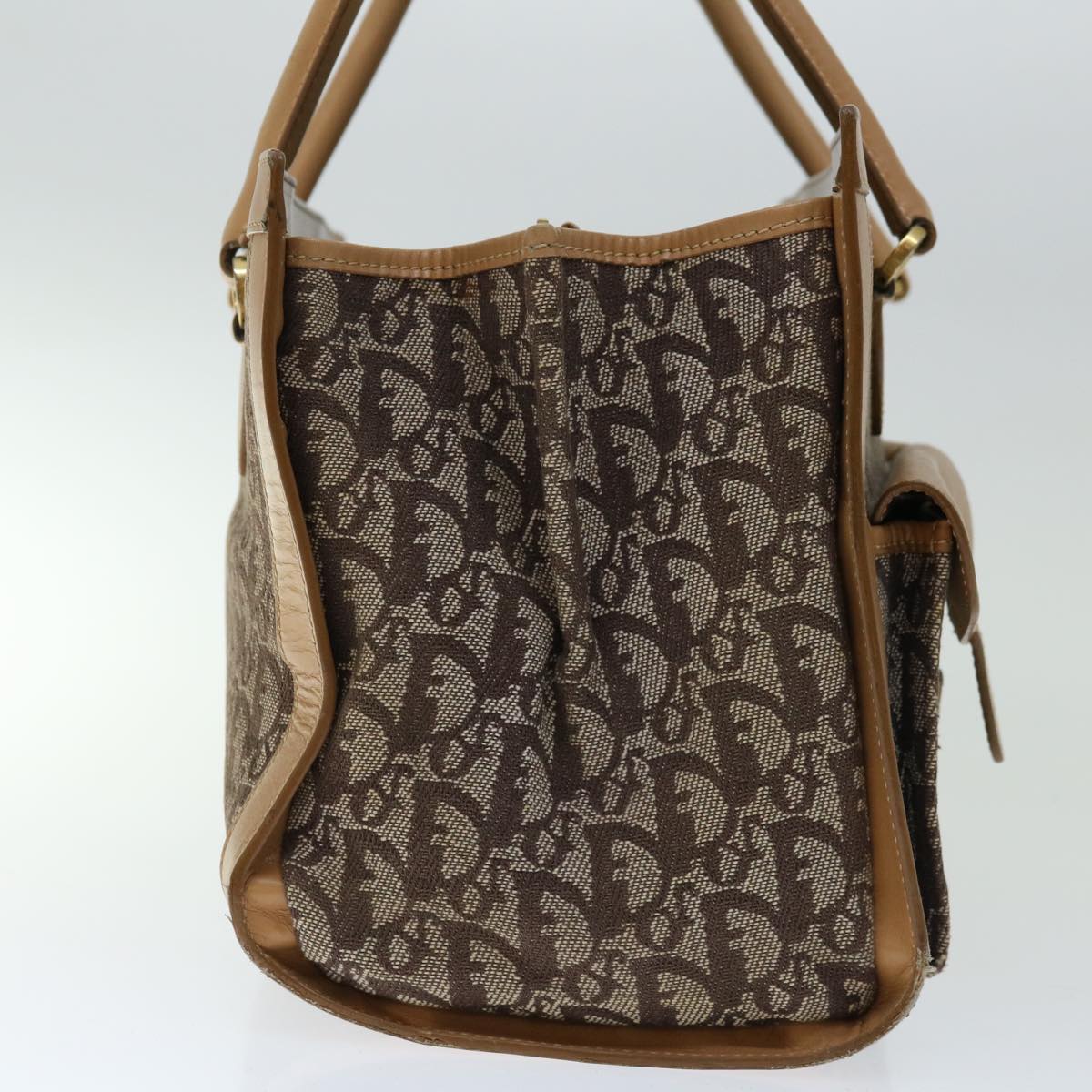 CHRISTIAN DIOR Trotter Canvas Hand Bag Beige Auth ac2771