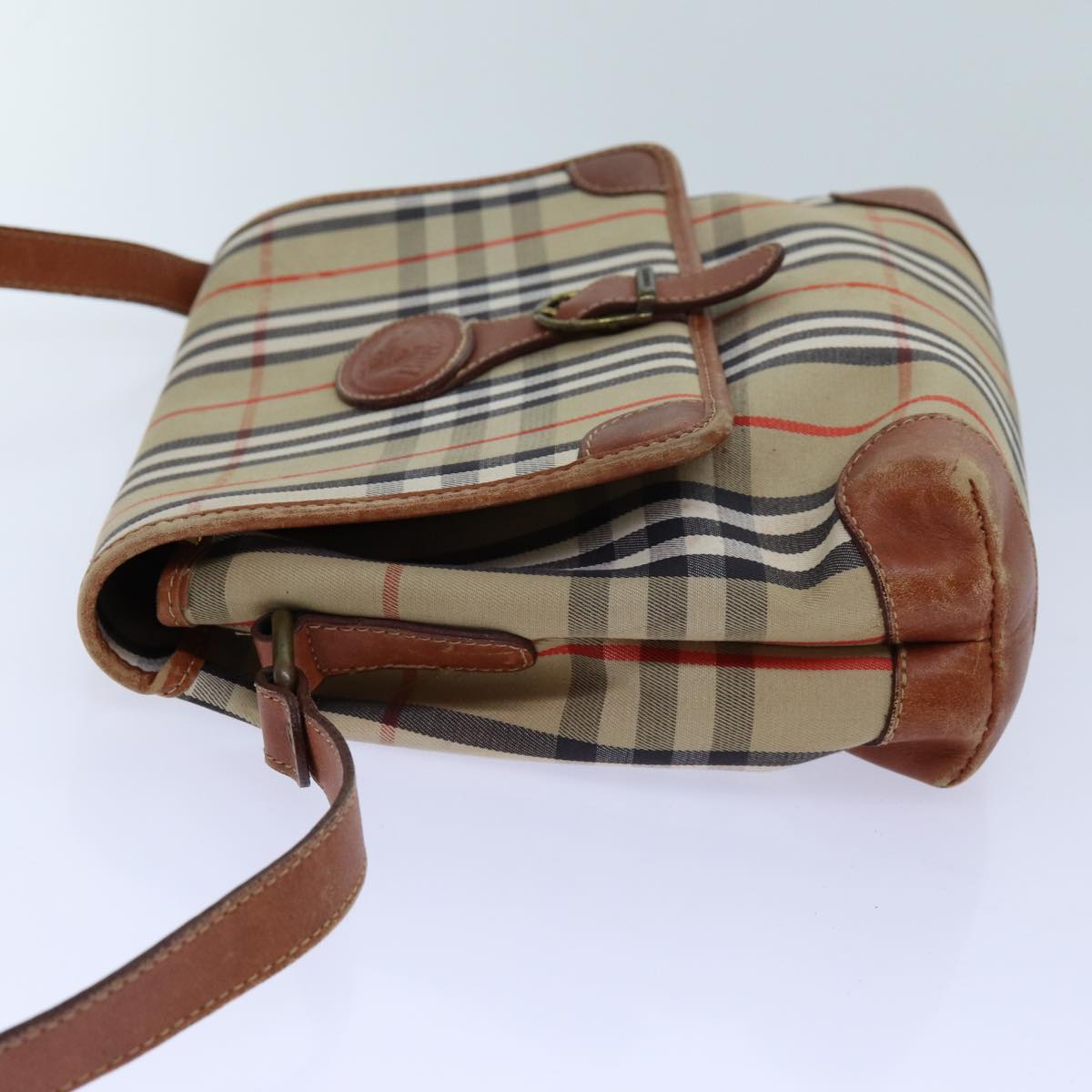 BURBERRYSs Nova Check Shoulder Bag Canvas Beige Auth ac2921