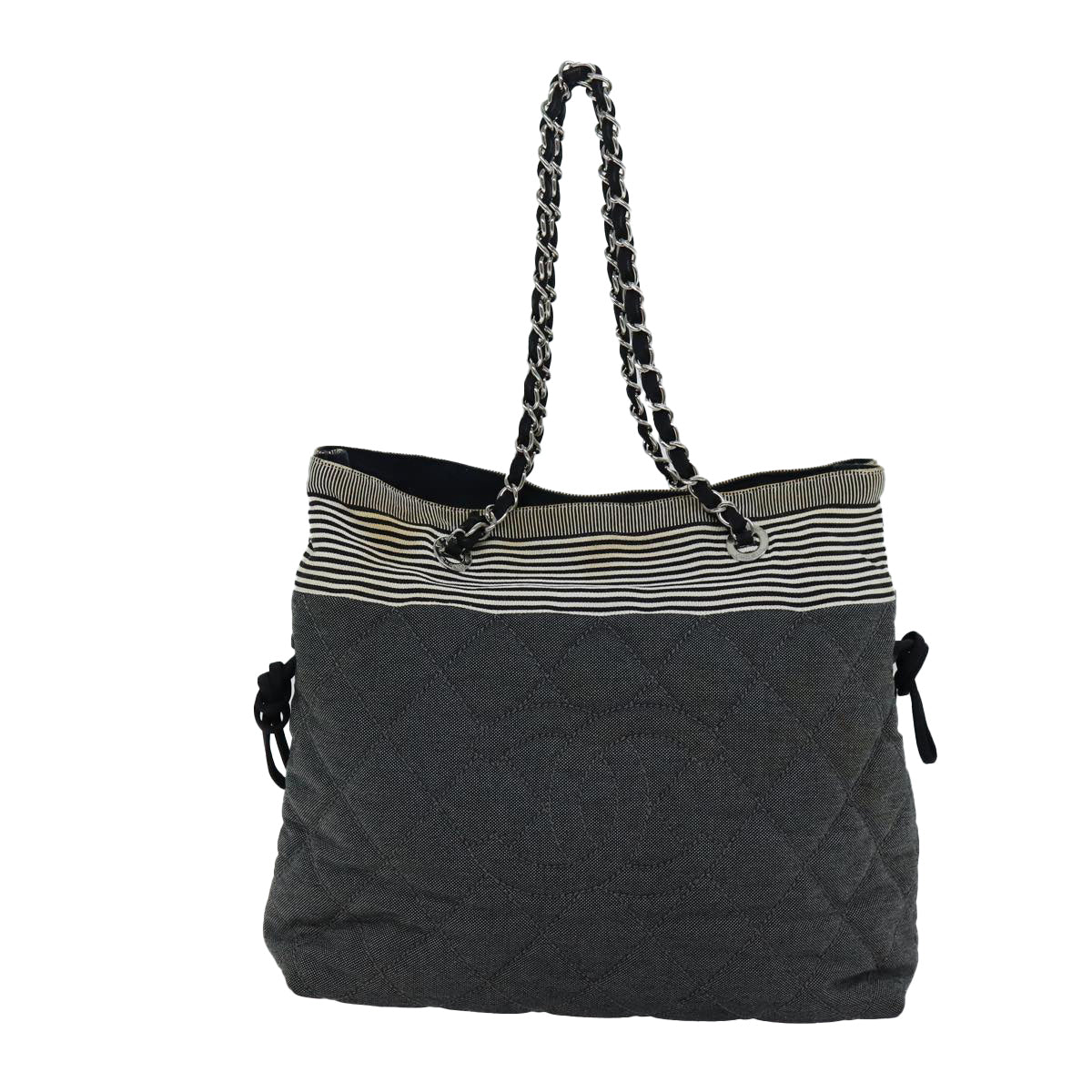 Top Quality Chanel Matelasse Chain COCO Mark Tote Bag Canvas Gray CC Auth ac2943
