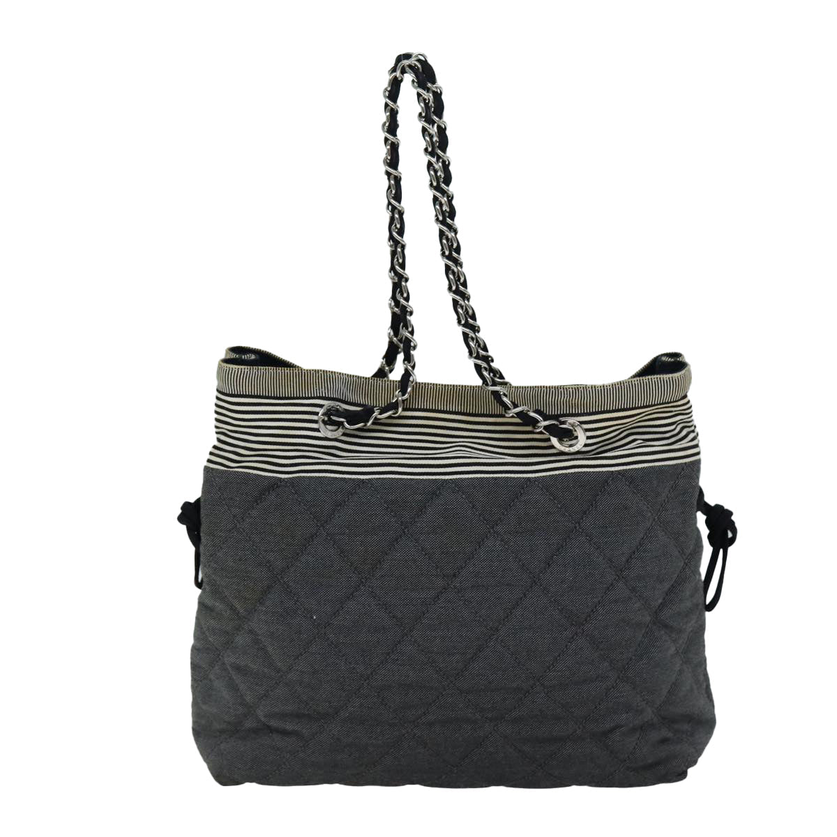 Top Quality Chanel Matelasse Chain COCO Mark Tote Bag Canvas Gray CC Auth ac2943