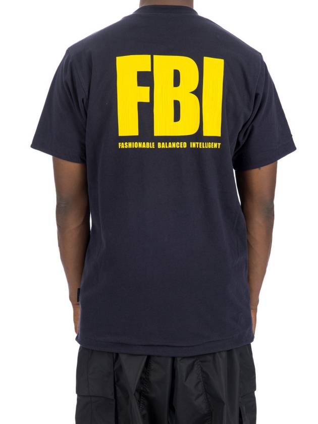 Luxury Balenciaga  FBI Print Reversible Short Sleeve T-Shirt Navy