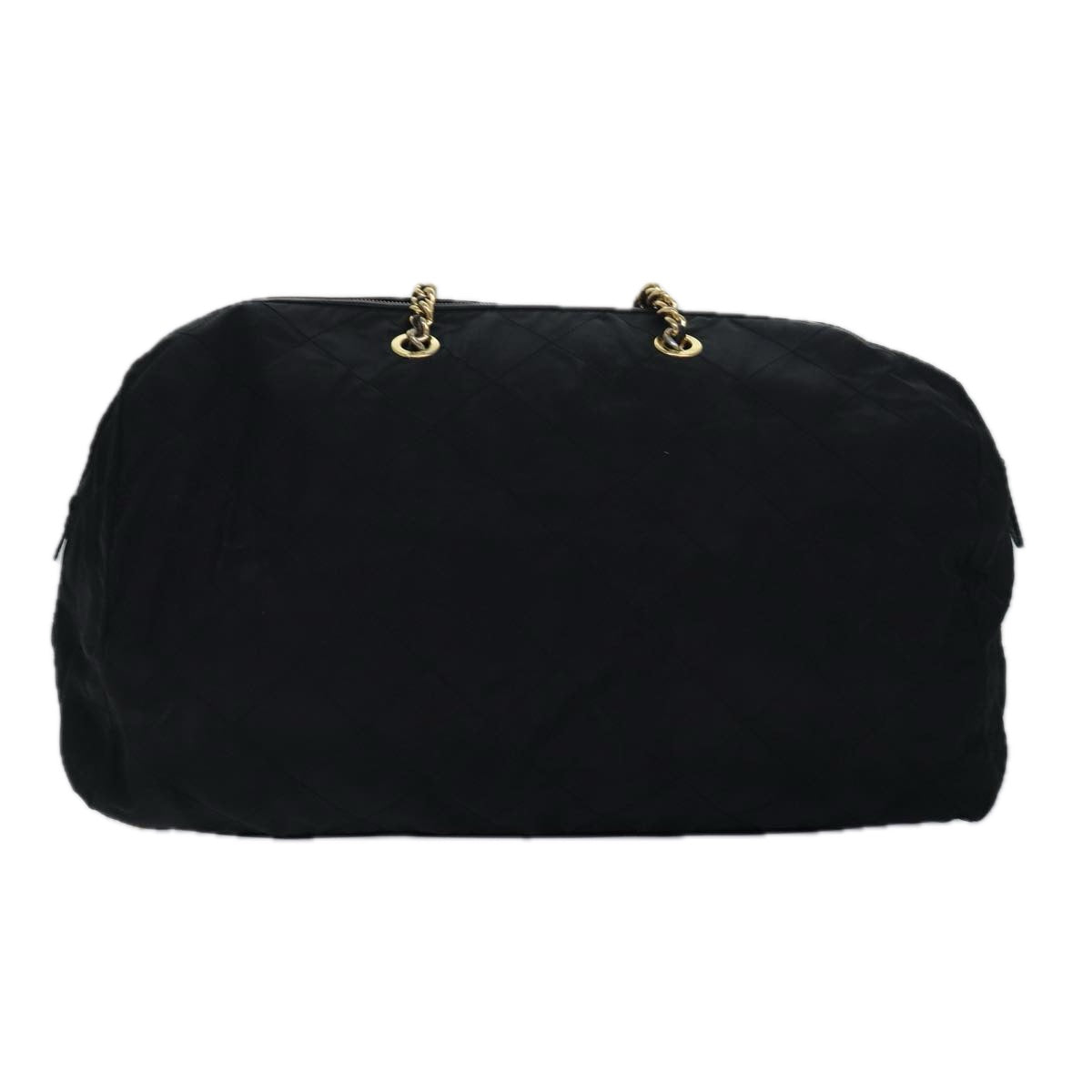 PRADA Chain Boston Bag Nylon Black Auth ac3064