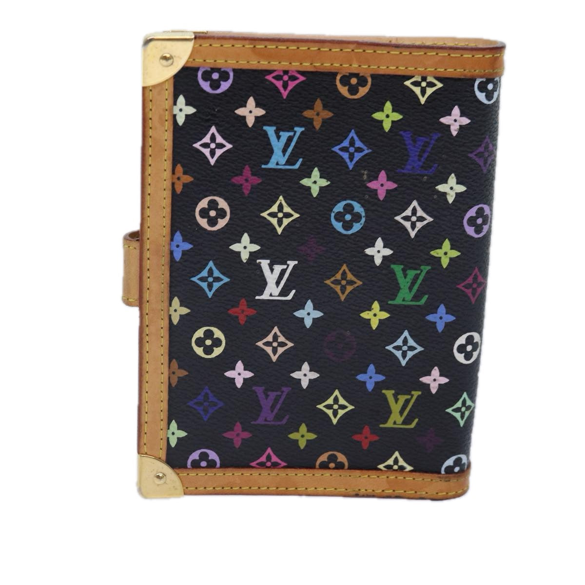 LOUIS VUITTON Multicolor Agenda PM Day Planner Cover Black R21076 Auth ac3222