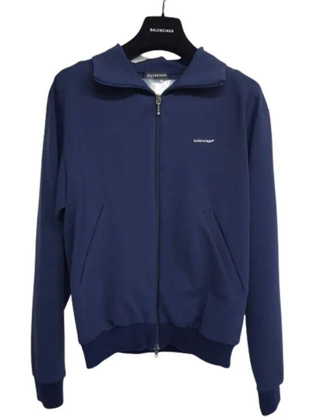 Luxury Balenciaga  Logo Zip-Up Jacket Navy