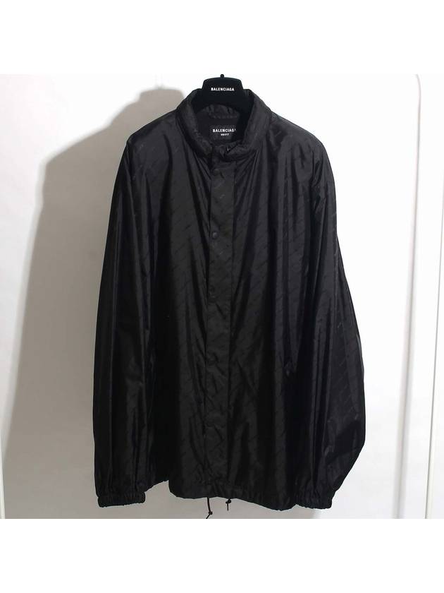 Luxury Balenciaga  Men's All-Over Logo Rain Jacket Black