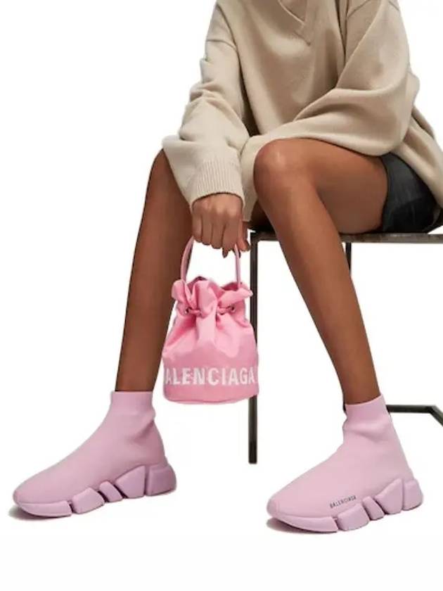 Luxury Balenciaga  Wheel XS Drawstring Bucket Bag Pink