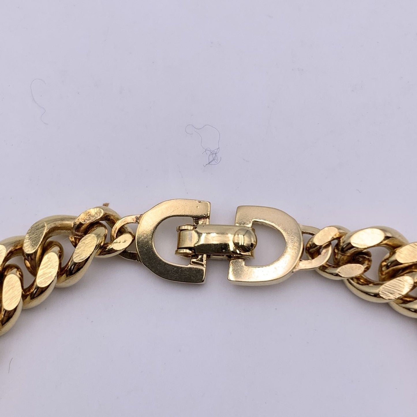 CHRISTIAN DIOR Vintage Gold Metal Chain Link Logo Bracelet