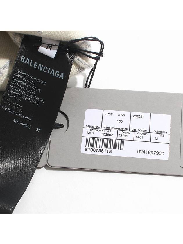 Luxury Balenciaga  Wool Over Logo Pattern Knit Sweatshirt Grey