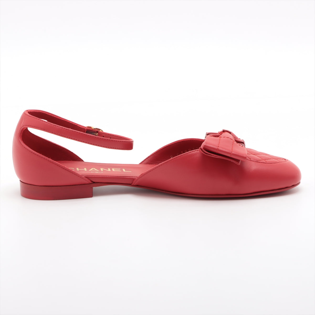 Chanel Coco Leather Strap Pump 35 1/2  Red G38872 Matrasse Ribbon