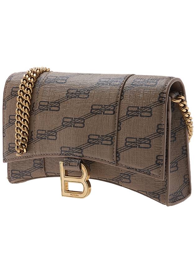Luxury Balenciaga  Hourglass BB Monogram Chain Long Wallet Brown