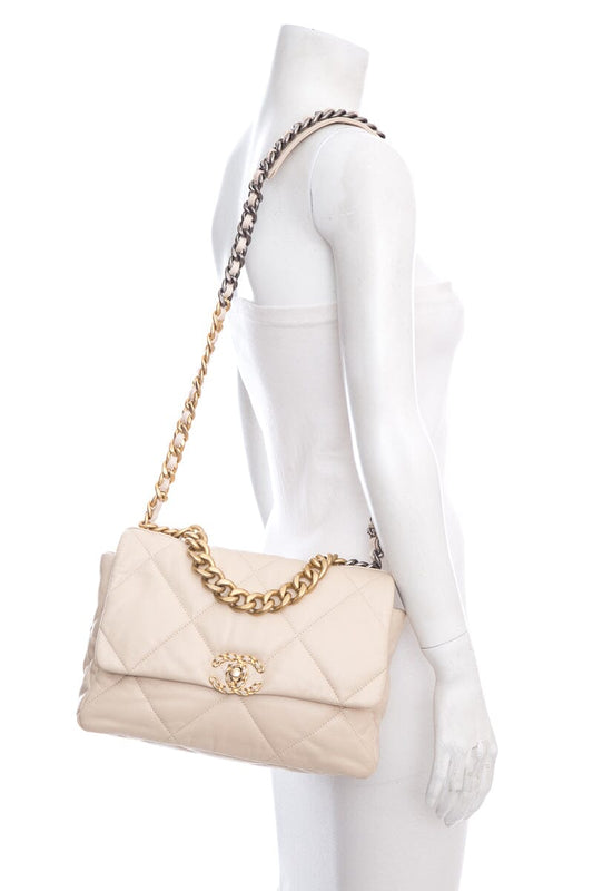 Chanel 19 Large Light Beige HandBag