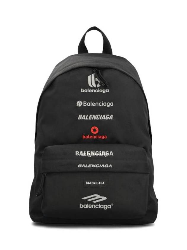 Luxury Balenciaga  Explorer Embroidered Logo Backpack Black