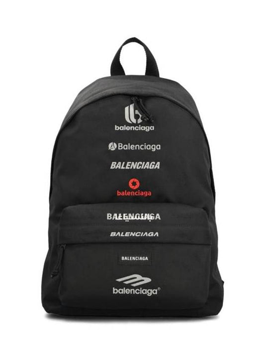 Luxury Balenciaga  Explorer Embroidered Logo Backpack Black