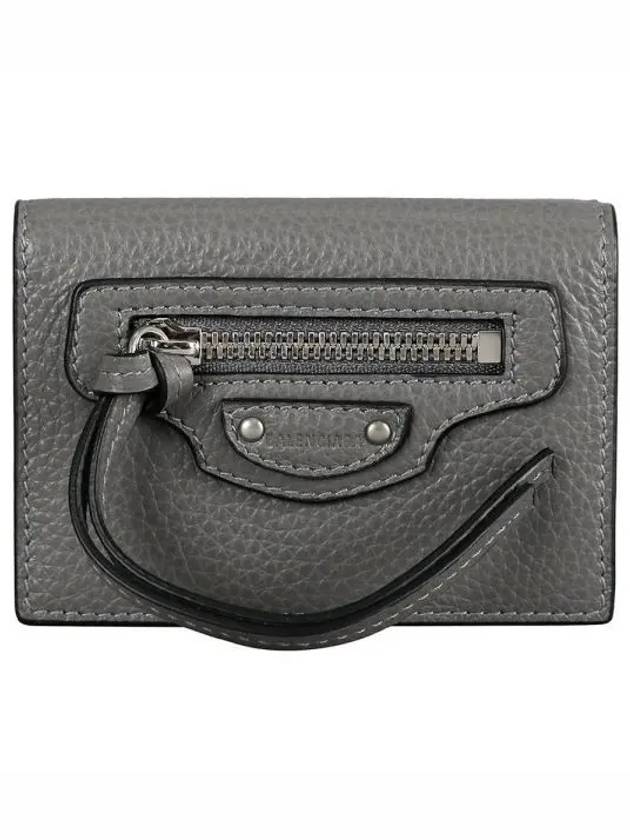 Luxury Balenciaga  Neo Classic Logo Tri-Fold Half Wallet Grey