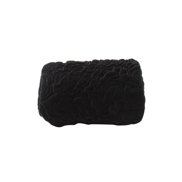 CHANEL Two-Way Chain Camellia Shoulder Bag in Black Velvet