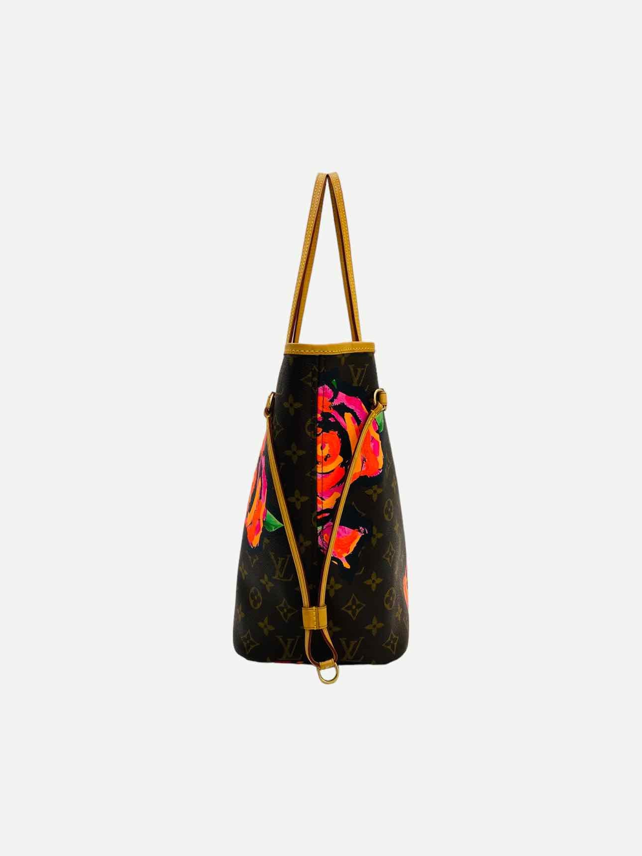 LOUIS VUITTON Roses Neverfull Brown w/ Pink Tote Bag