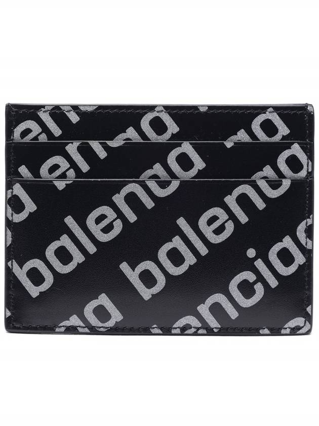 Luxury Balenciaga  All Over Logo Card Wallet Black