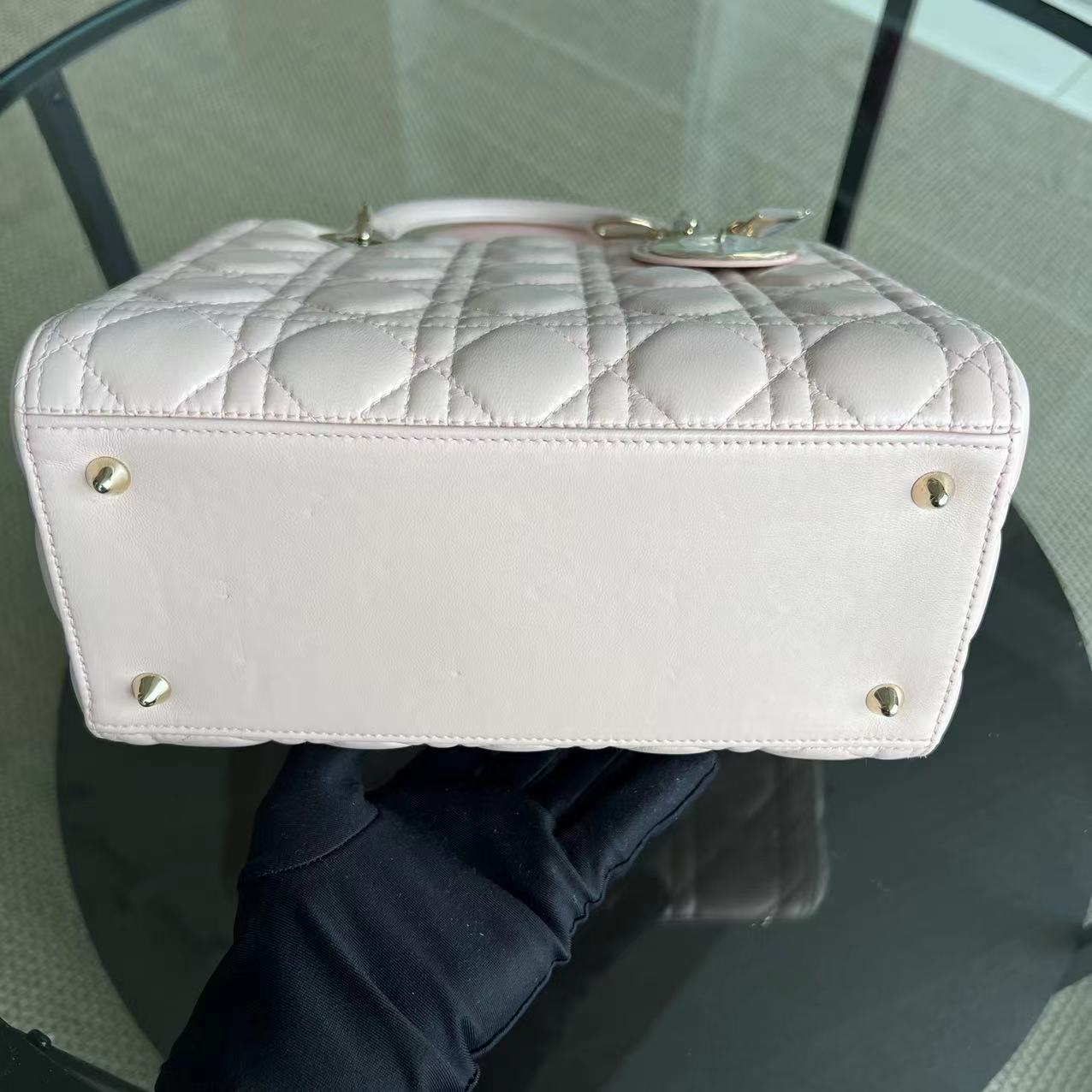 *Adjustable Strap* Lady Medium Cannage Lambskin Sakura Pink Golden Hardware