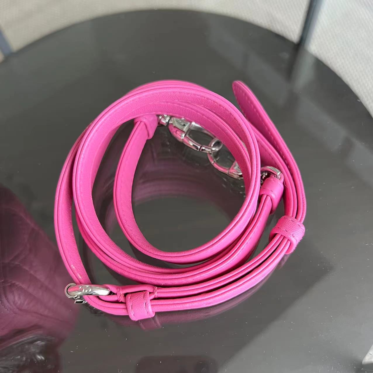 *Adjustable Strap* Lady Mini Cannage Lambskin Barbie Pink Silver Hardware