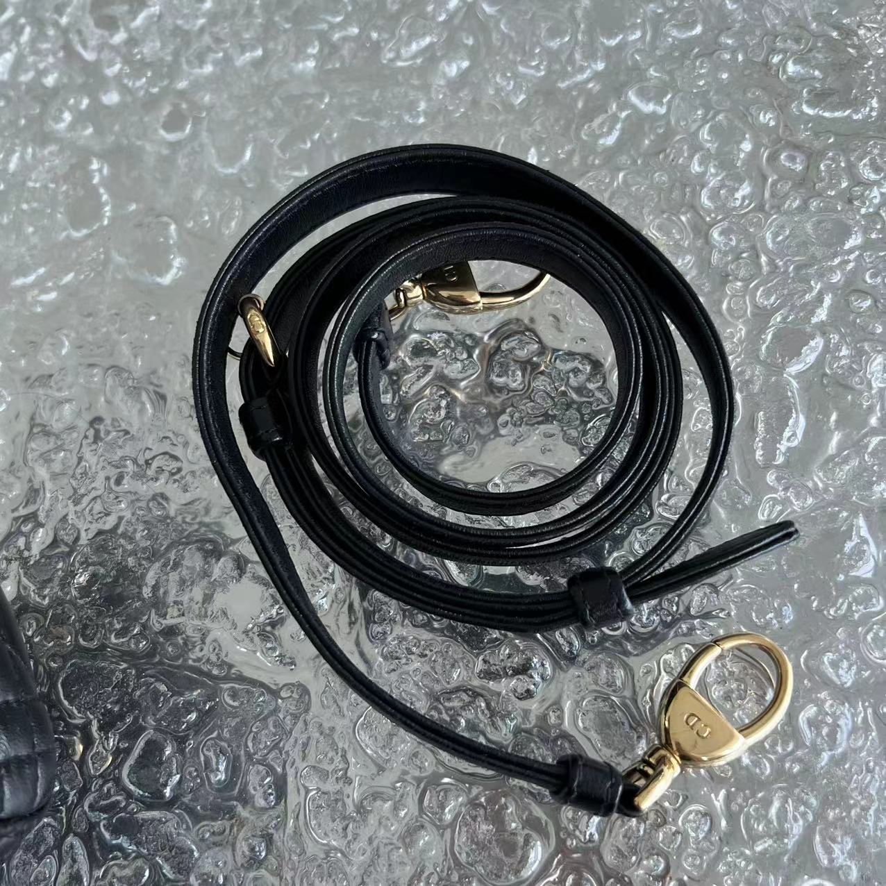 *Adjustable Strap* Lady Mini Cannage Lambskin Black Golden Hardware