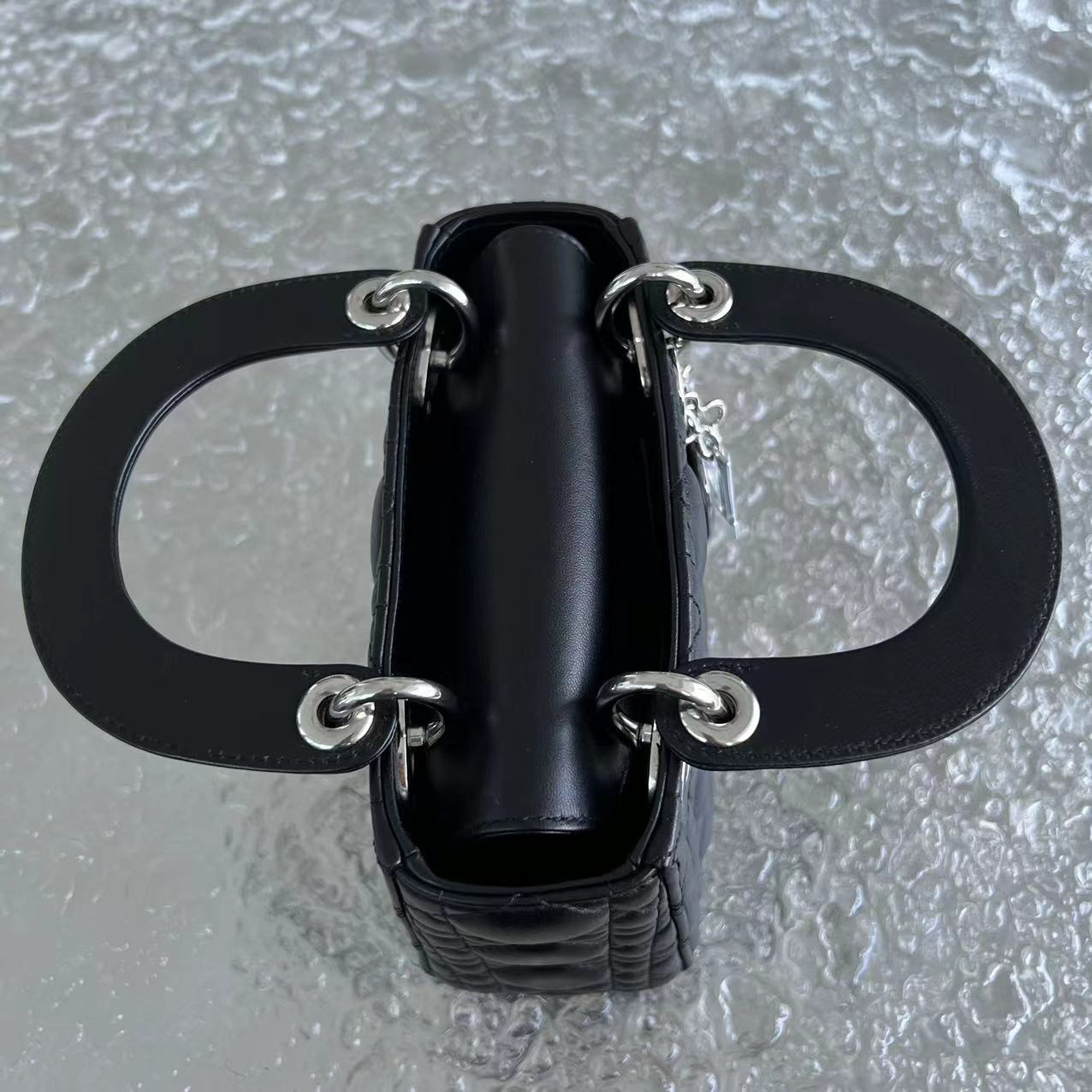 *Adjustable Strap* Lady Mini Cannage Lambskin Black Silver Hardware