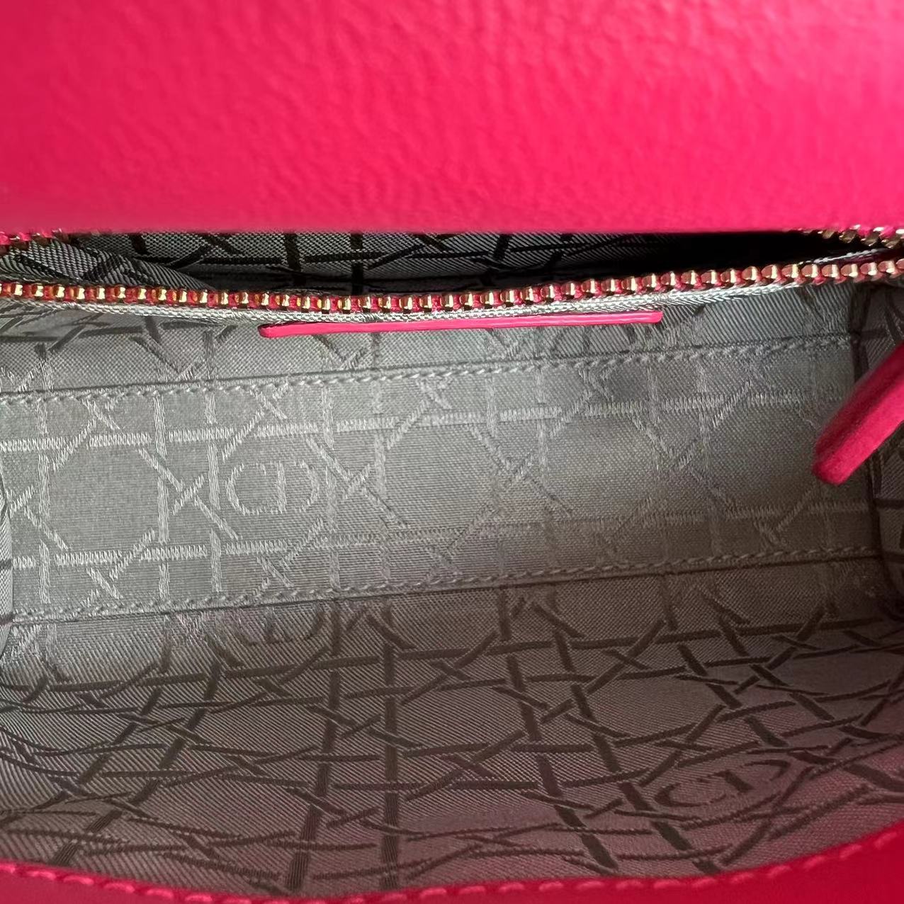 *Adjustable Strap* Lady Mini Cannage Lambskin Hot Pink Golden Hardware