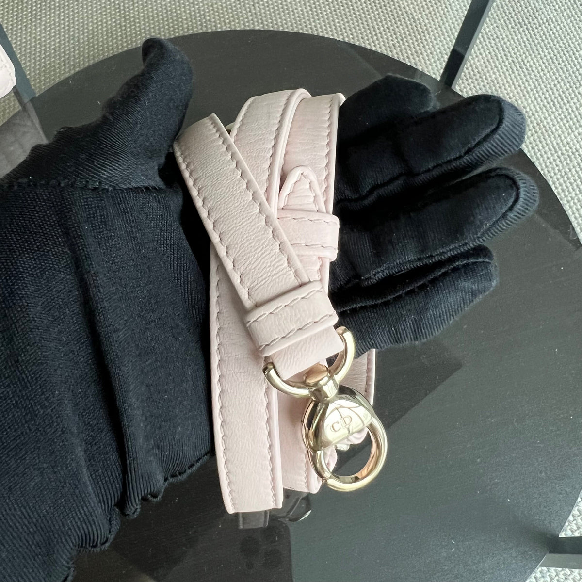 *Adjustable Strap* Lady Mini Cannage Lambskin Light Pink Nude Golden Hardware