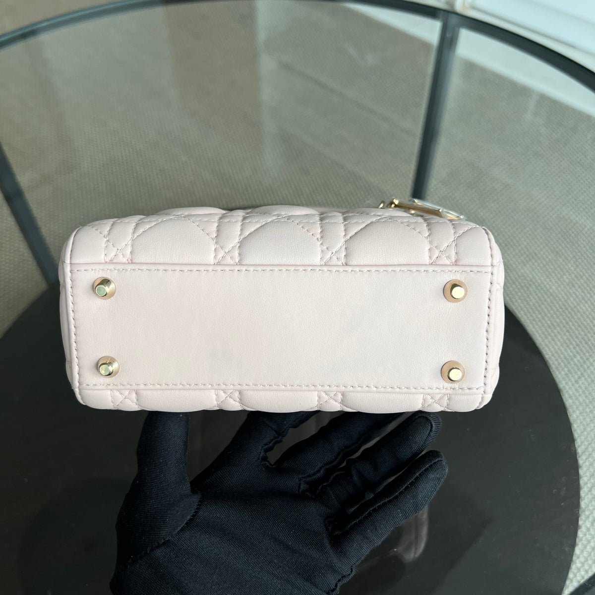 *Adjustable Strap* Lady Mini Cannage Lambskin Light Pink Nude Golden Hardware