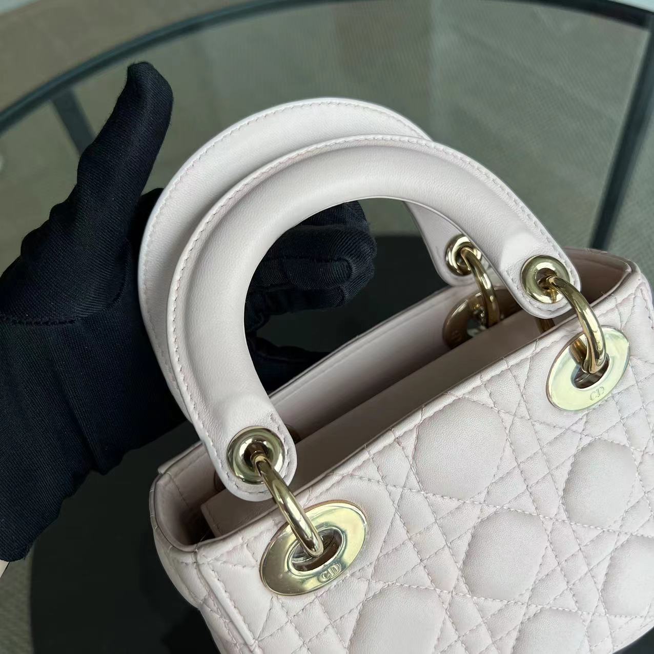 *Adjustable Strap* Lady Mini Cannage Lambskin Sakura Pink GHW