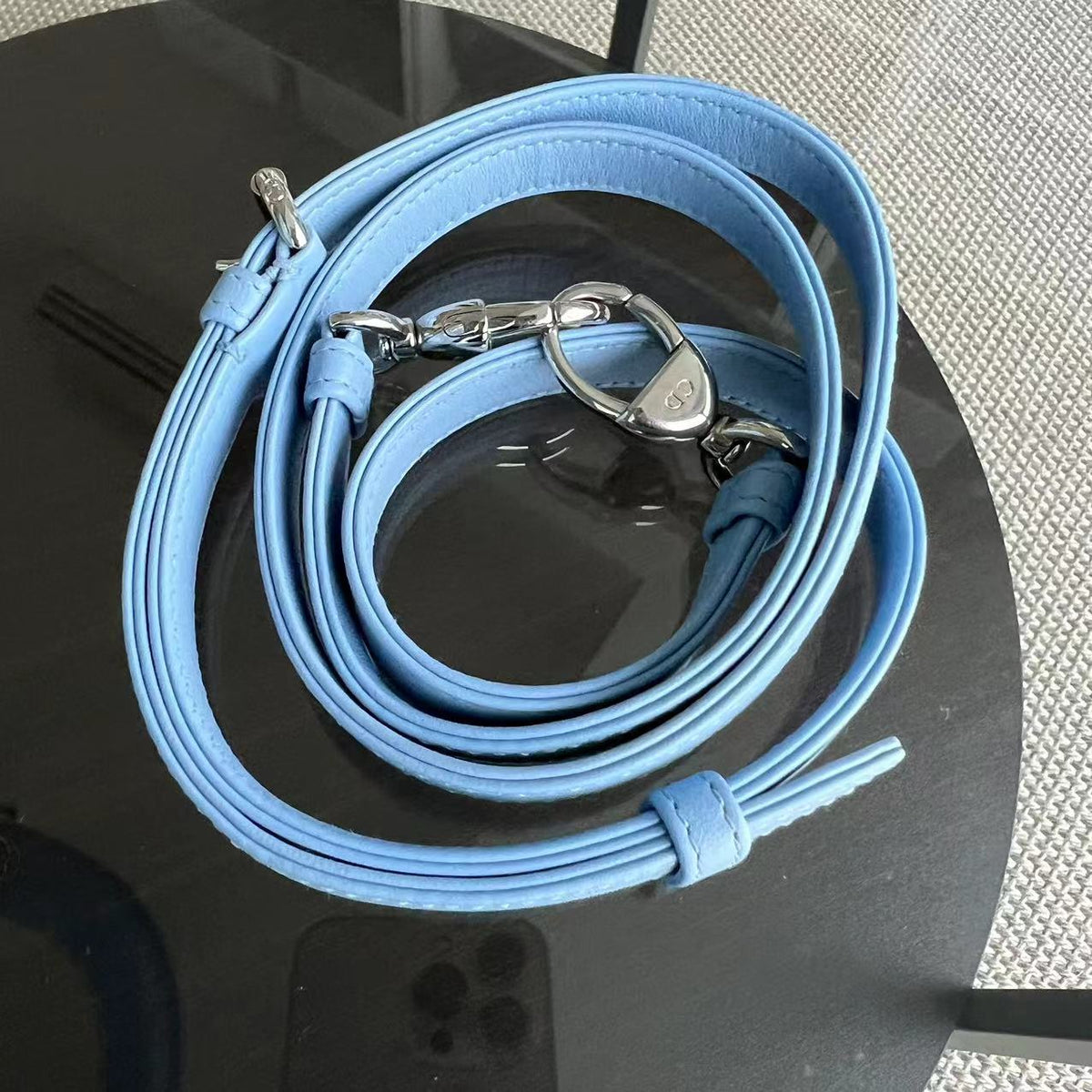 *Adjustable Strap* Lady Mini Cannage Lambskin Sky Blue Silver Hardware