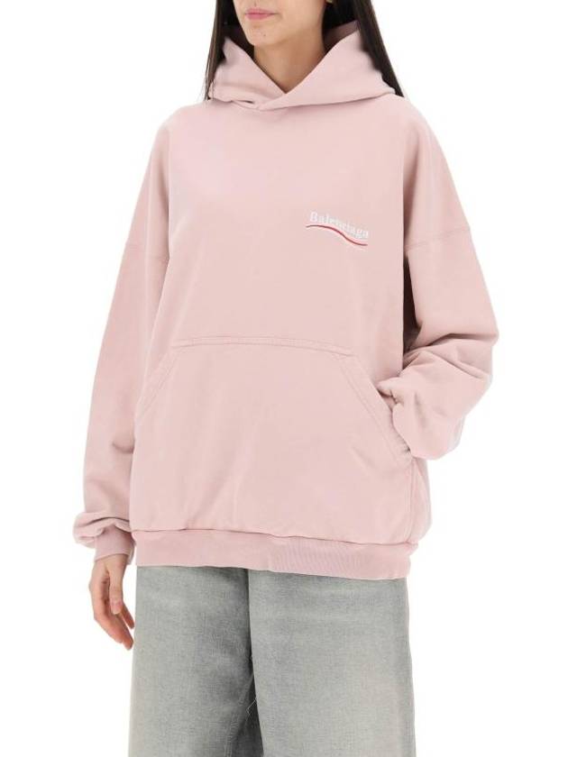 Luxury Balenciaga  Embroidered Logo Cotton Hoodie Light Pink