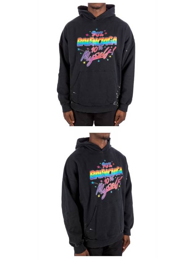 Luxury Balenciaga  Logo Graphic Print Cotton Oversized Hoodie Black