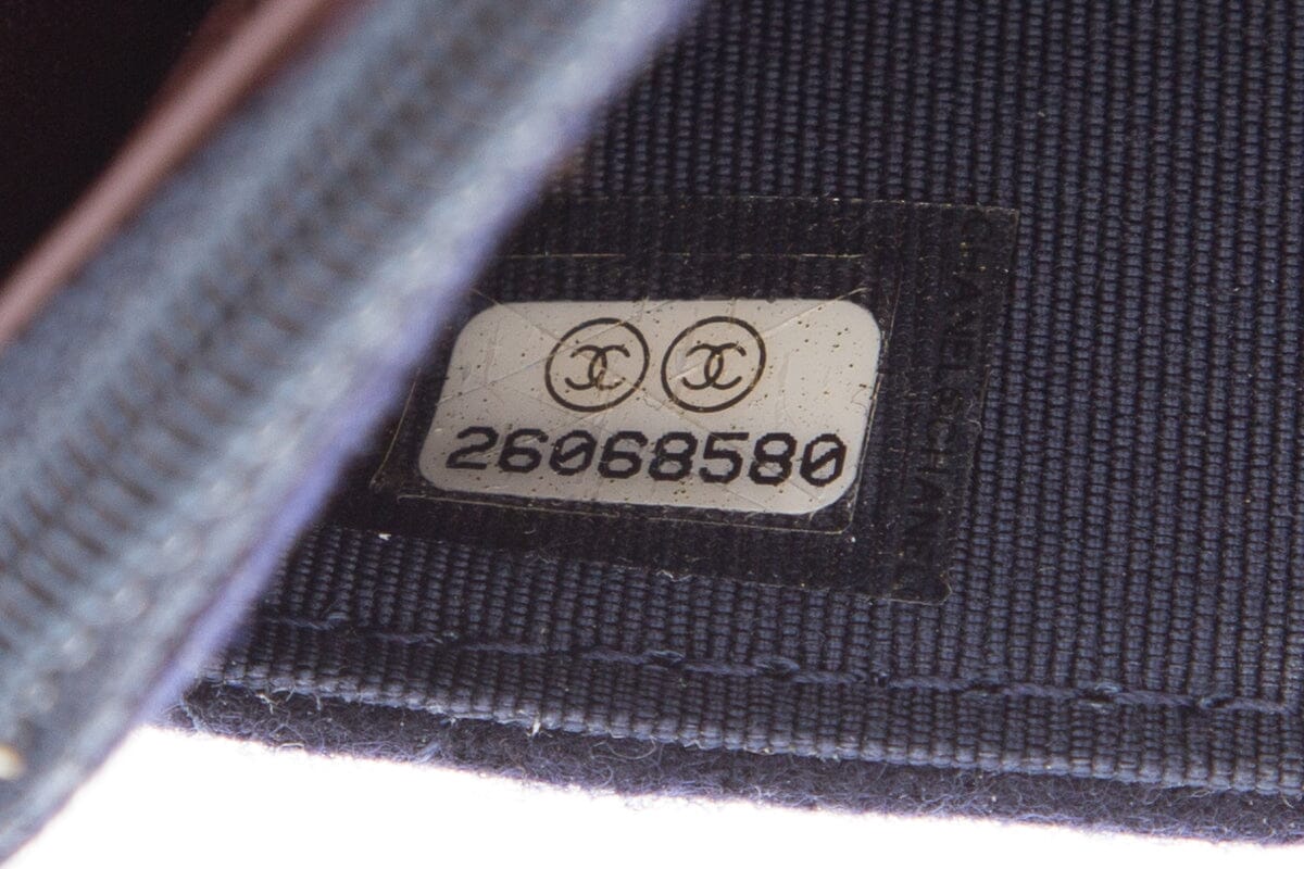 Chanel Navy Felt Quilted Paris-Hamburg Charms Wallet On Chain