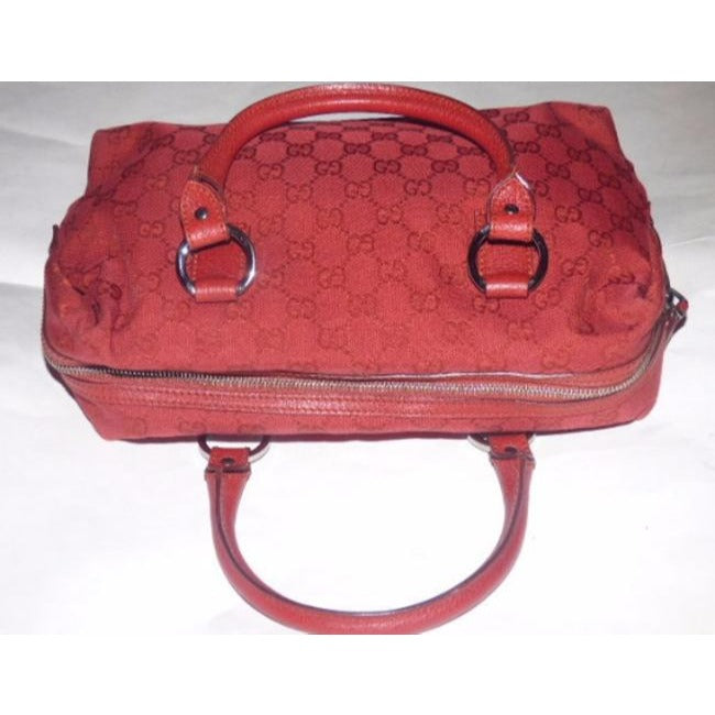 Gucci Red Guccissima Print Canvas And Leather Satchel