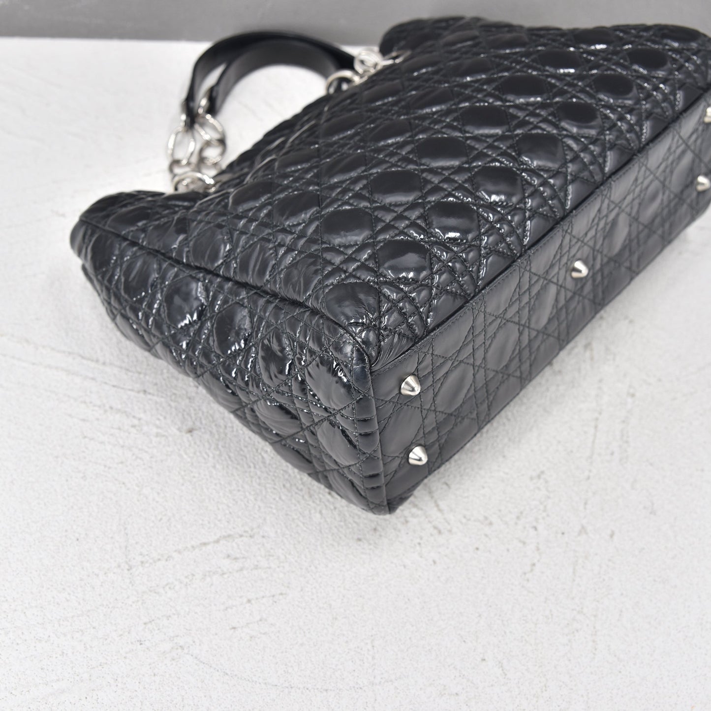 Cannage Patent Leather Shopping Tote