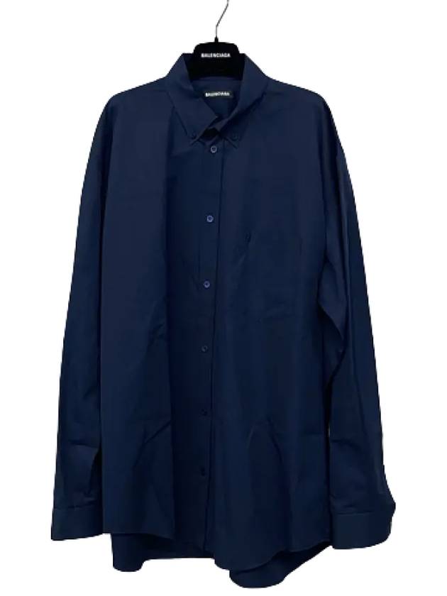 Luxury Balenciaga  Back Logo Long Sleeve Shirt Navy