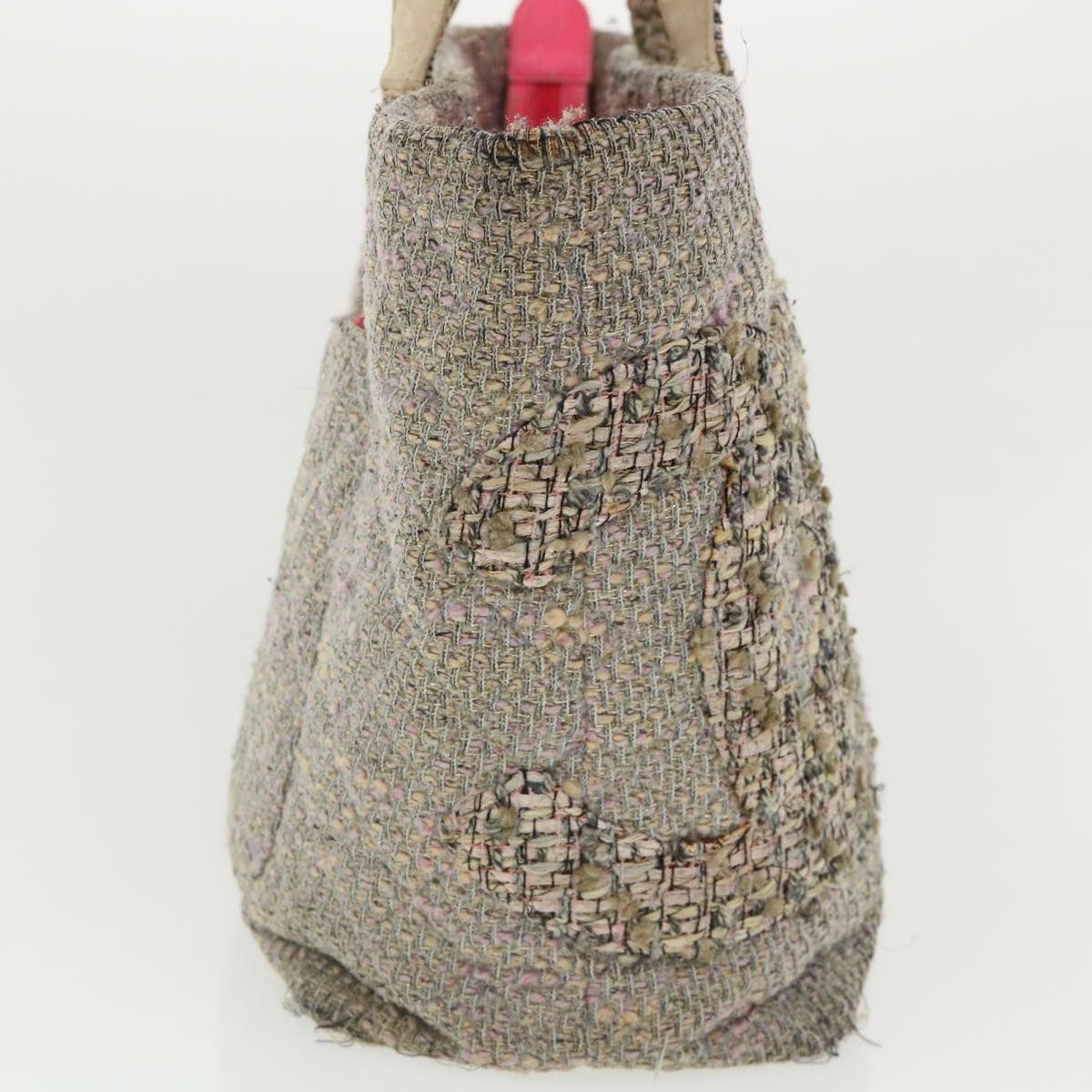 CHANEL Cambon Line Tote Bag Pink Gray CC Auth am3204