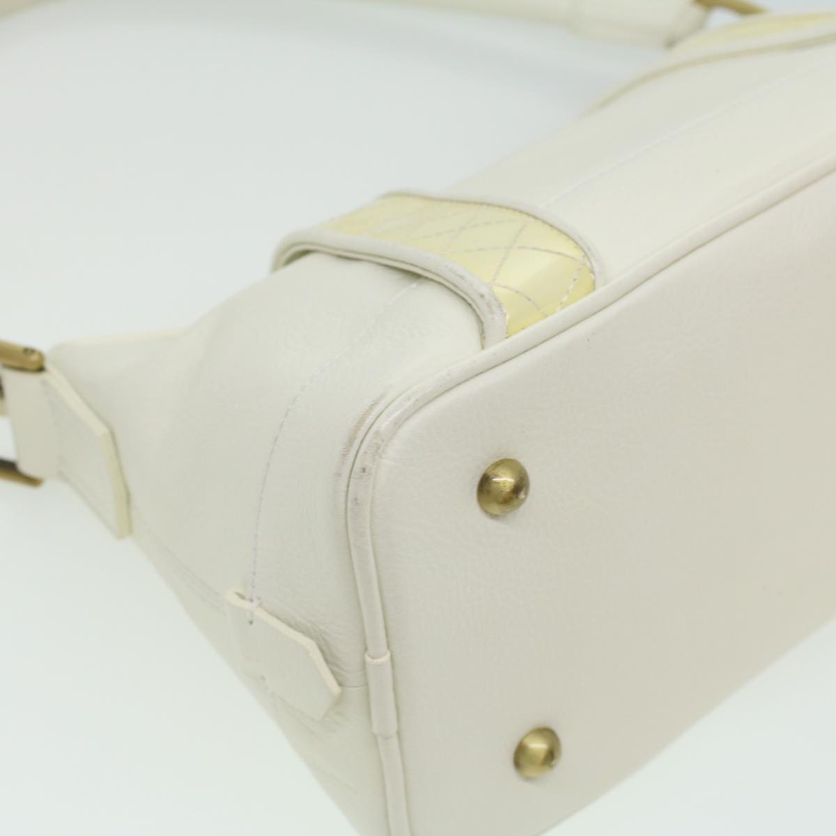 BURBERRY Shoulder Bag Leather White Auth am3357