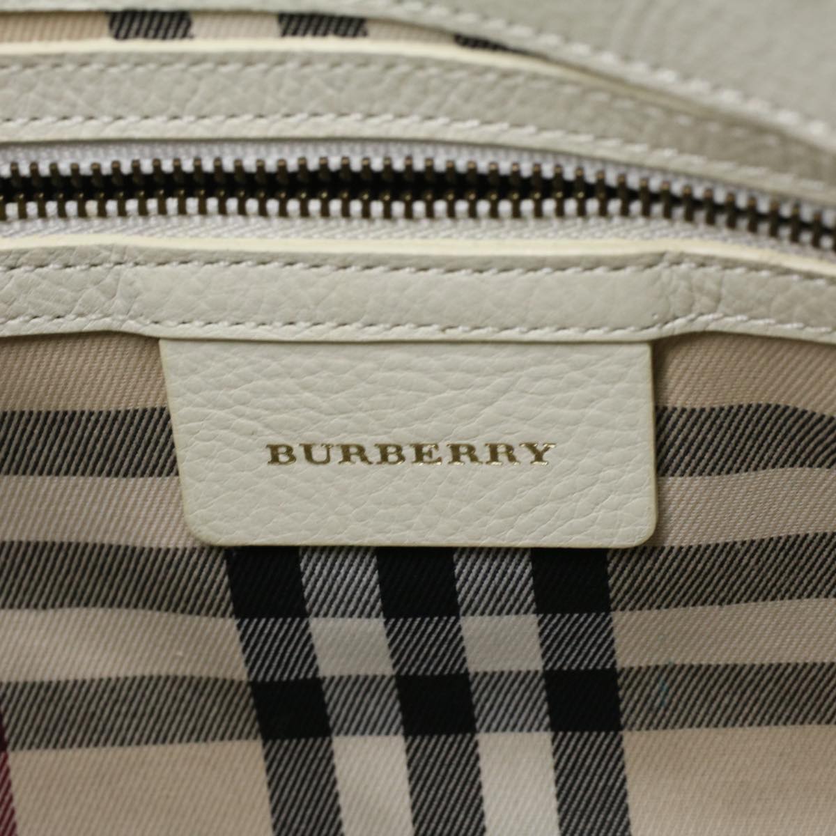 BURBERRY Shoulder Bag Leather White Auth am3357