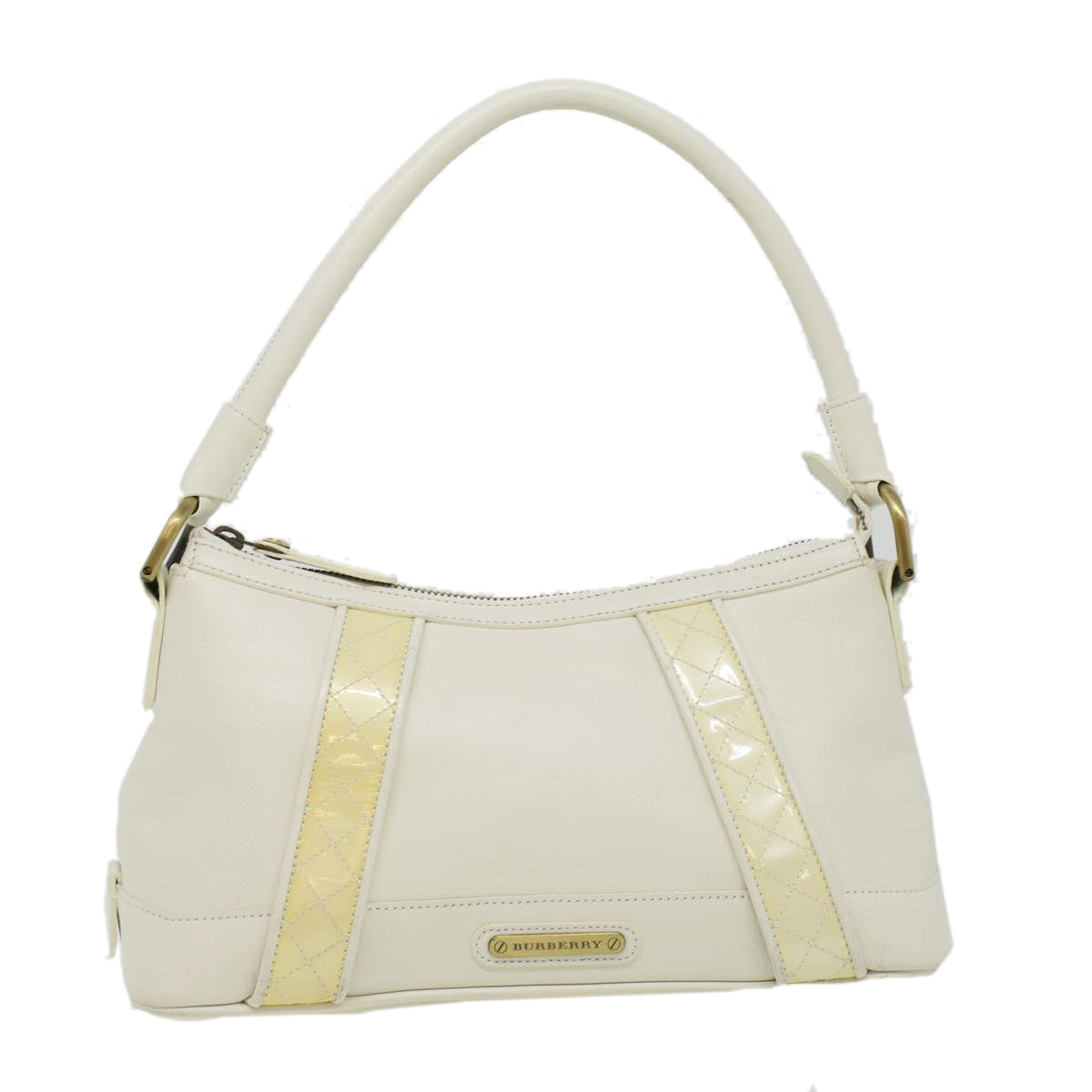 BURBERRY Shoulder Bag Leather White Auth am3357