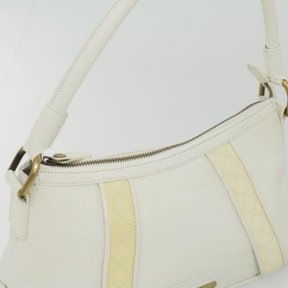 BURBERRY Shoulder Bag Leather White Auth am3357