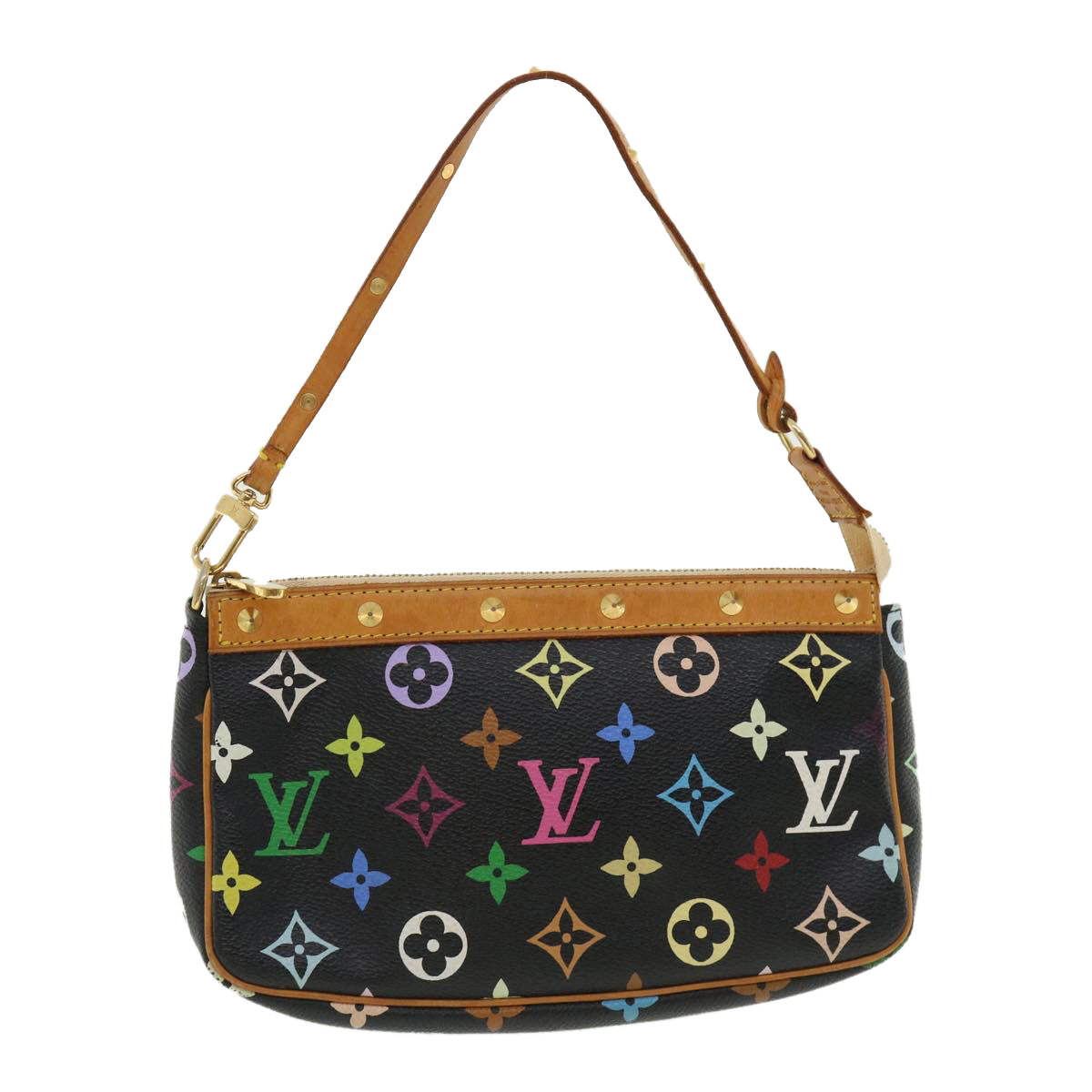 LOUIS VUITTON Multicolor Pochette Accessoires Pouch Black M92648 LV Auth am3370