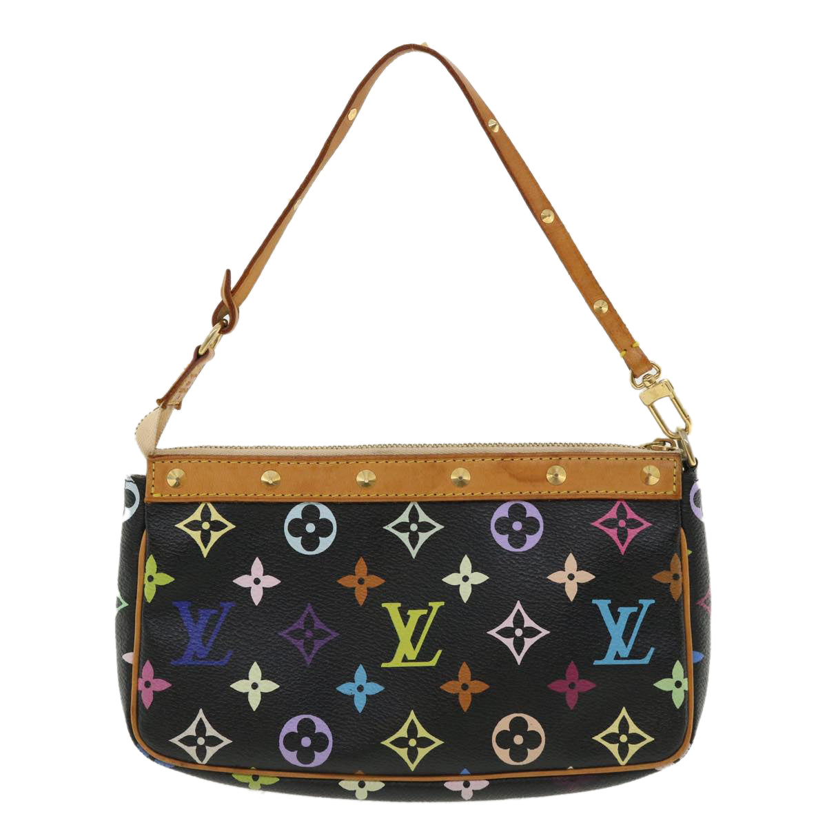 LOUIS VUITTON Multicolor Pochette Accessoires Pouch Black M92648 LV Auth am3370