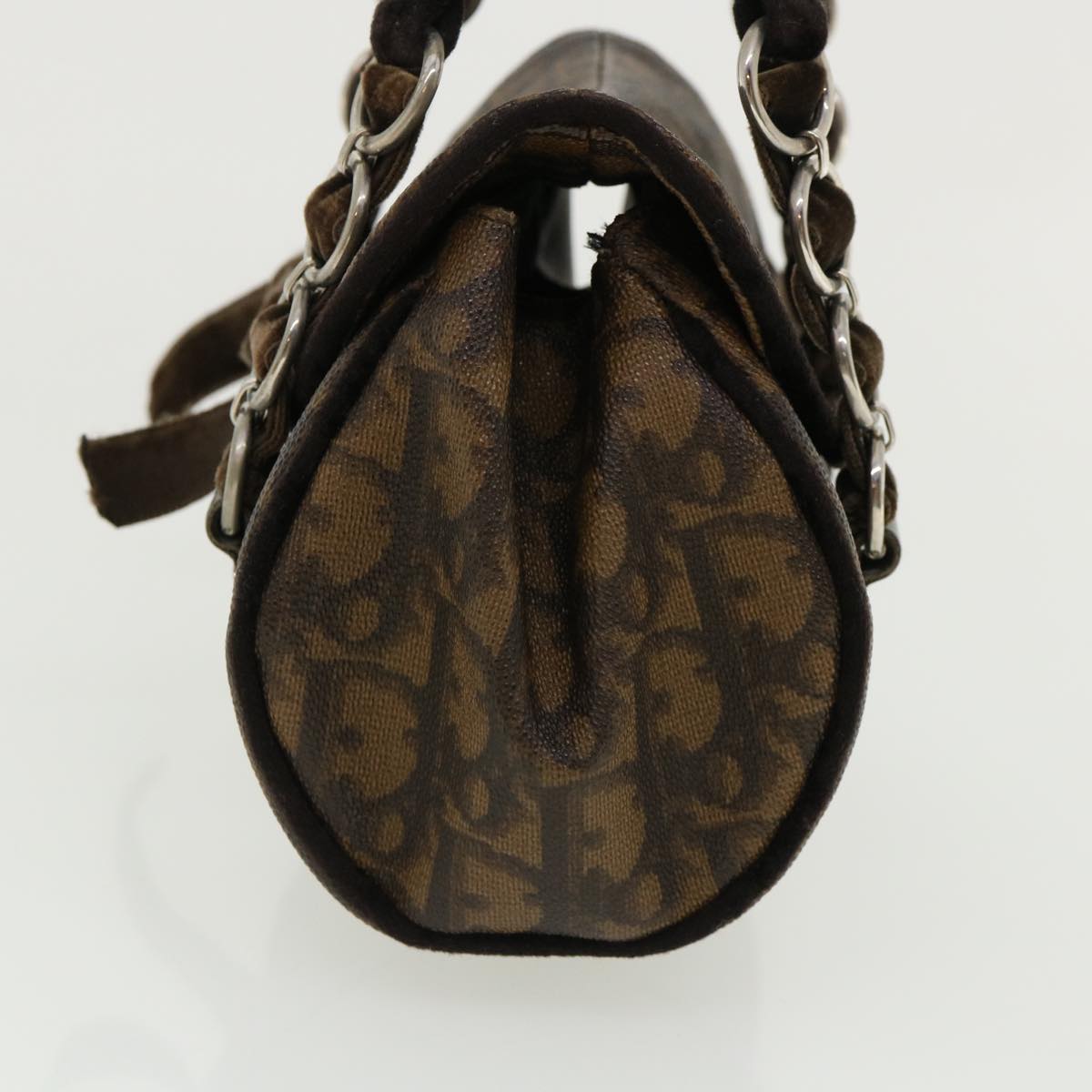 CHRISTIAN DIOR Trotter Canvas Hand Bag Brown Auth am3391